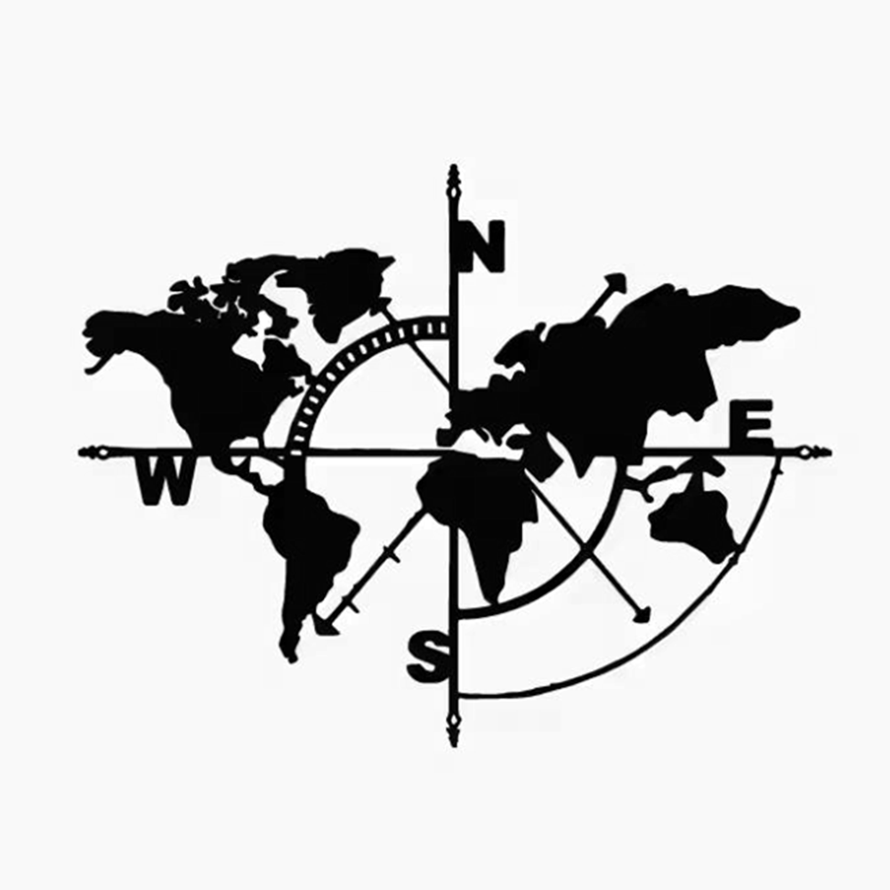 Outdoor Adventure Jeep - Compass World Map Vinyl Decal, Outdoor