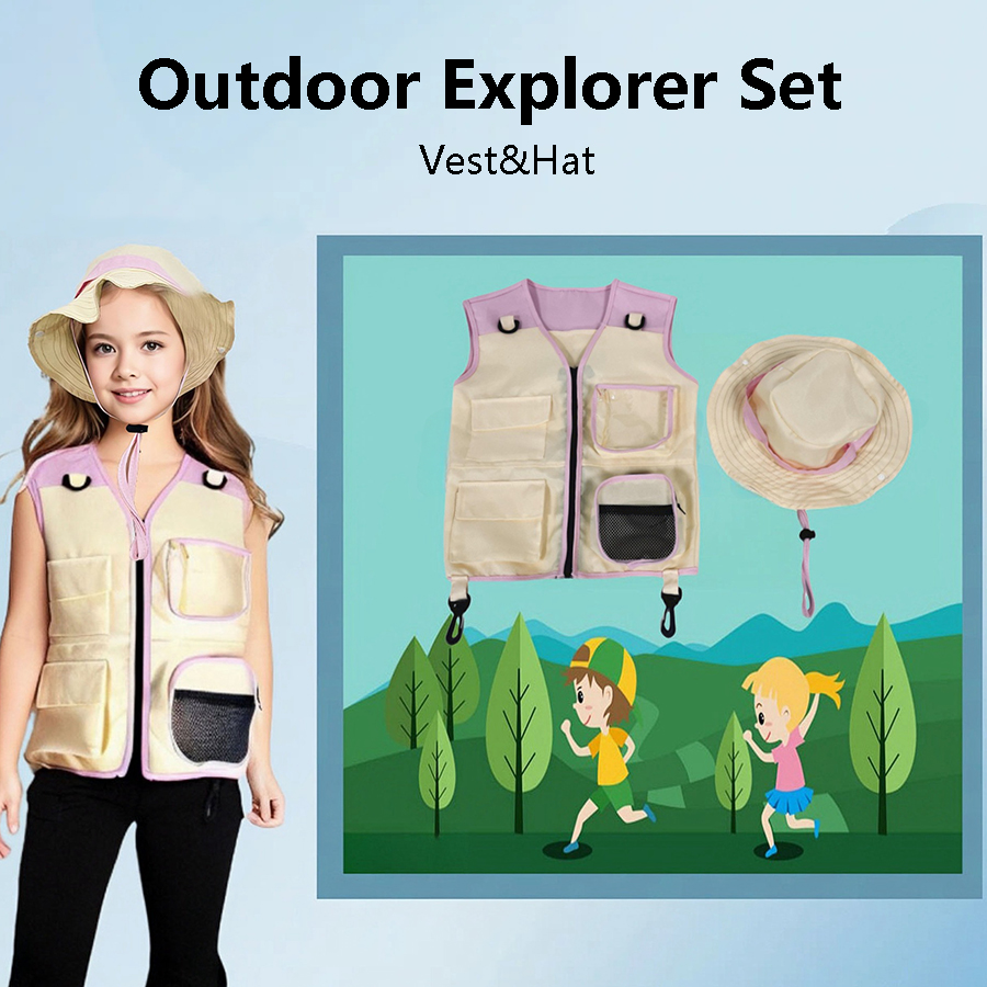 Outdoor Adventure Activities For Kids - Children Explorer Vest Hat Suit Outdoor
