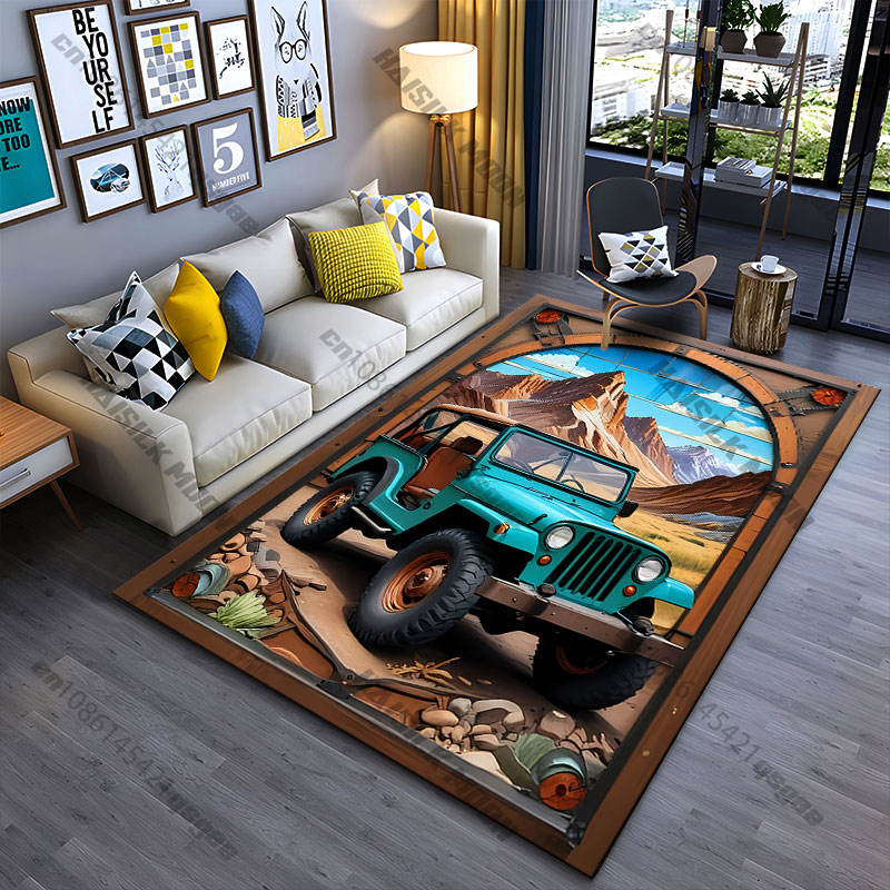 Outdoor Adventure Jeep - Adventure exploration jeep mountain landscape carpet